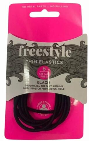 Freestyle Thin Elastics Metal Free - Black 6 Pkt